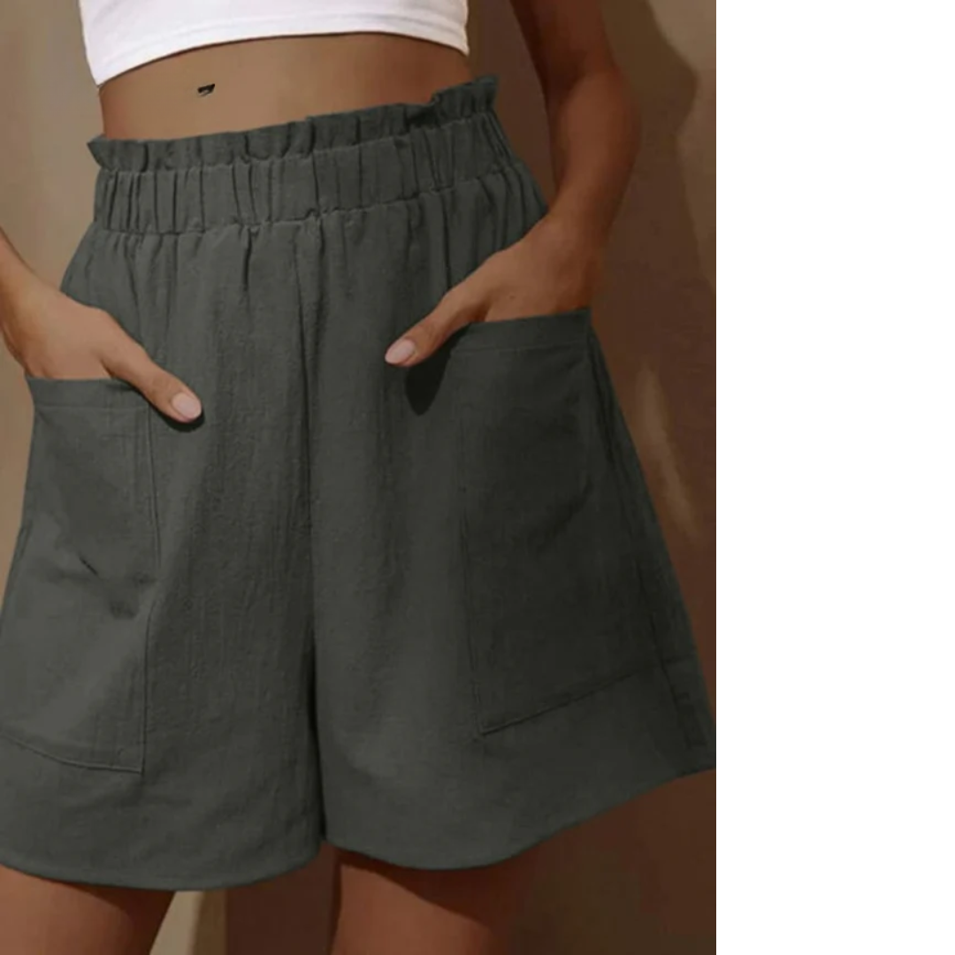 Aila - Shorts i bomull och linne med hög midja