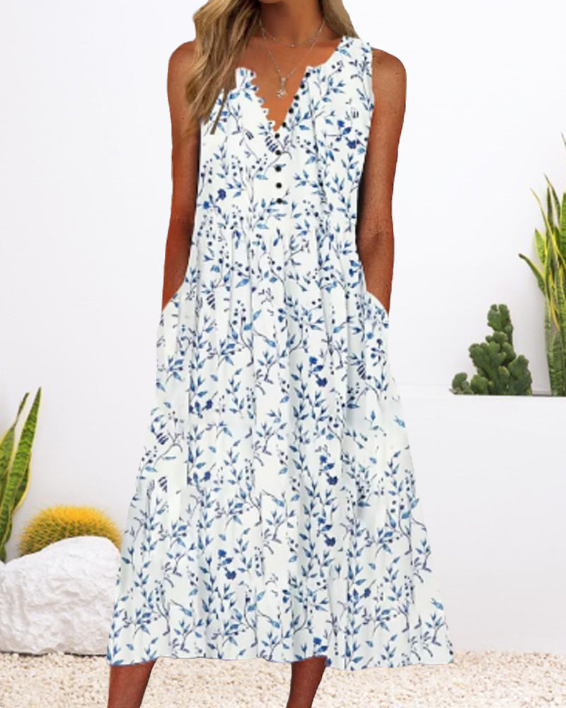 Liora | Blommig Tankklänning Med Knappar