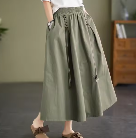 Maren - Avslappnad lång kjol i bomull för kvinnor