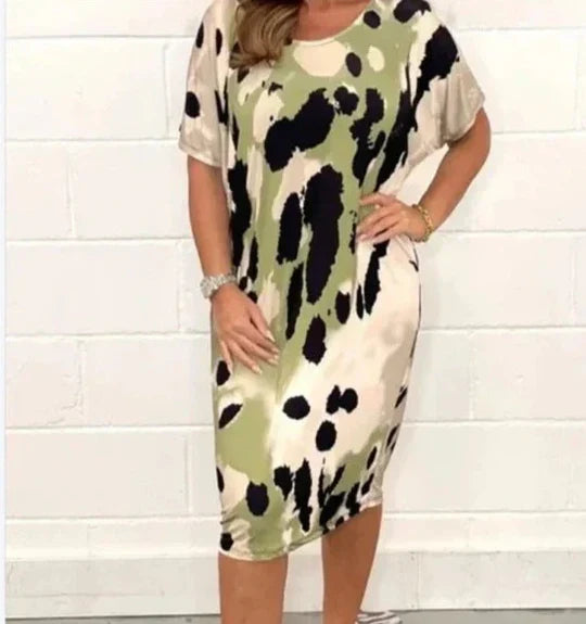 Cecile - Avslappnad klänning med leopardmönster