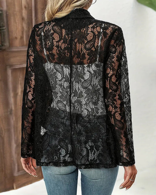 Eloise - Blazer i spets med uppslagen krag