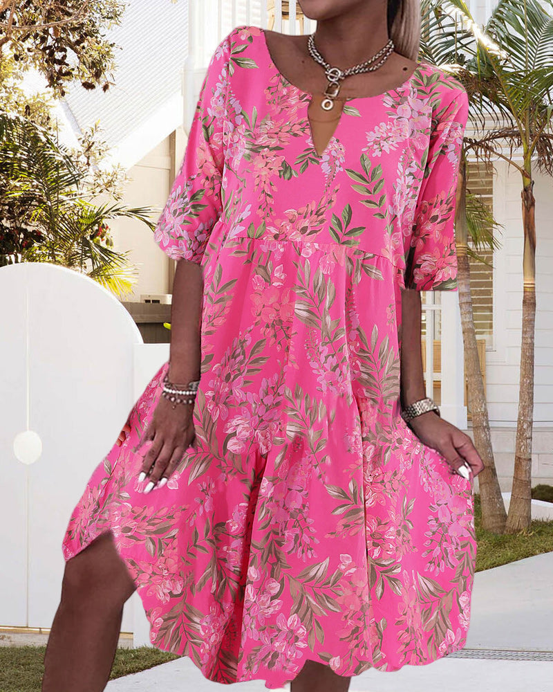 Elin | Skiftklänning Med Blommönster