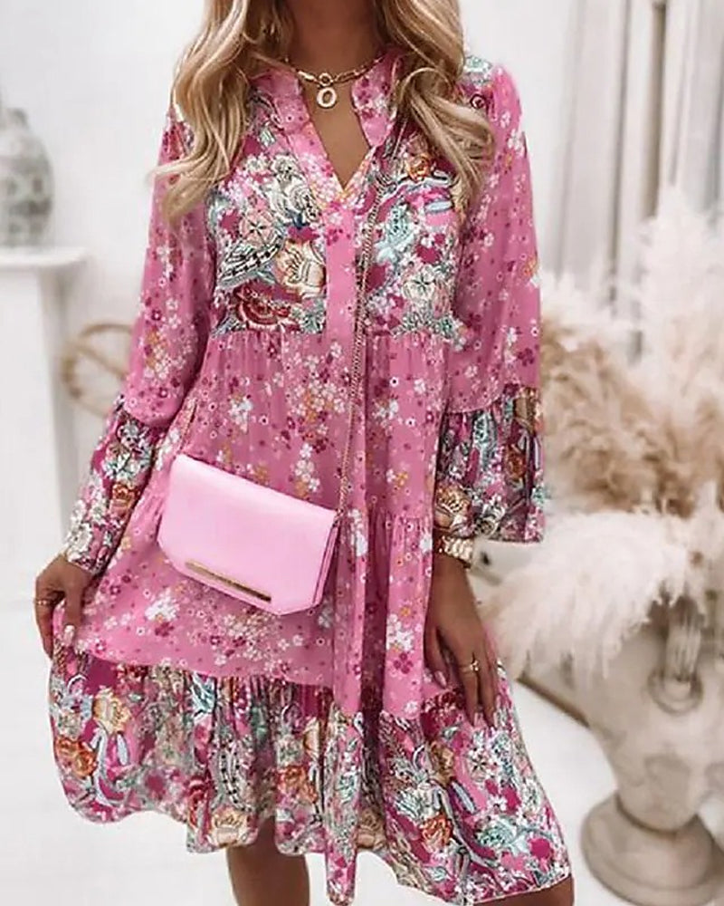 Sofie | Långärmad Klänning Med Blommönster