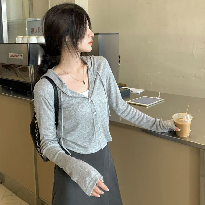 Alix | Mysig grå cardigan med huva