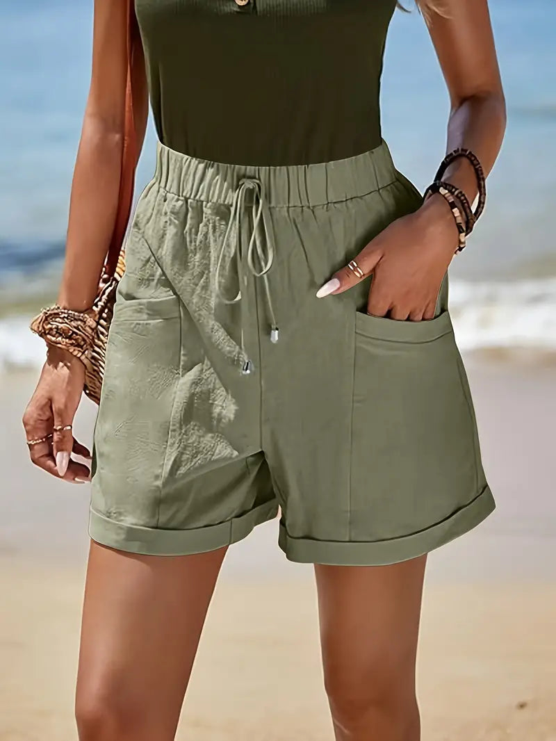 Querida - Rejäla cargo-shorts med elastiska fickor