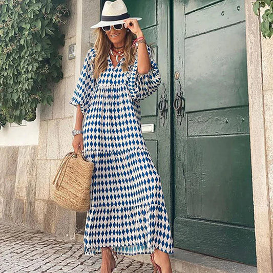 Darlene - Boho maxiklänning med puffärmar