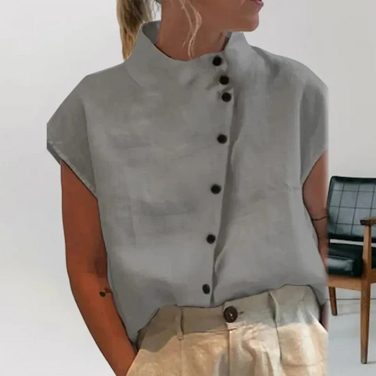 Evelyn - Blus med diagonala knappa