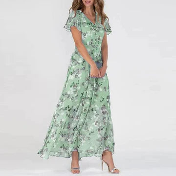 Josephine - Lång sommarklänning med blommigt mönster