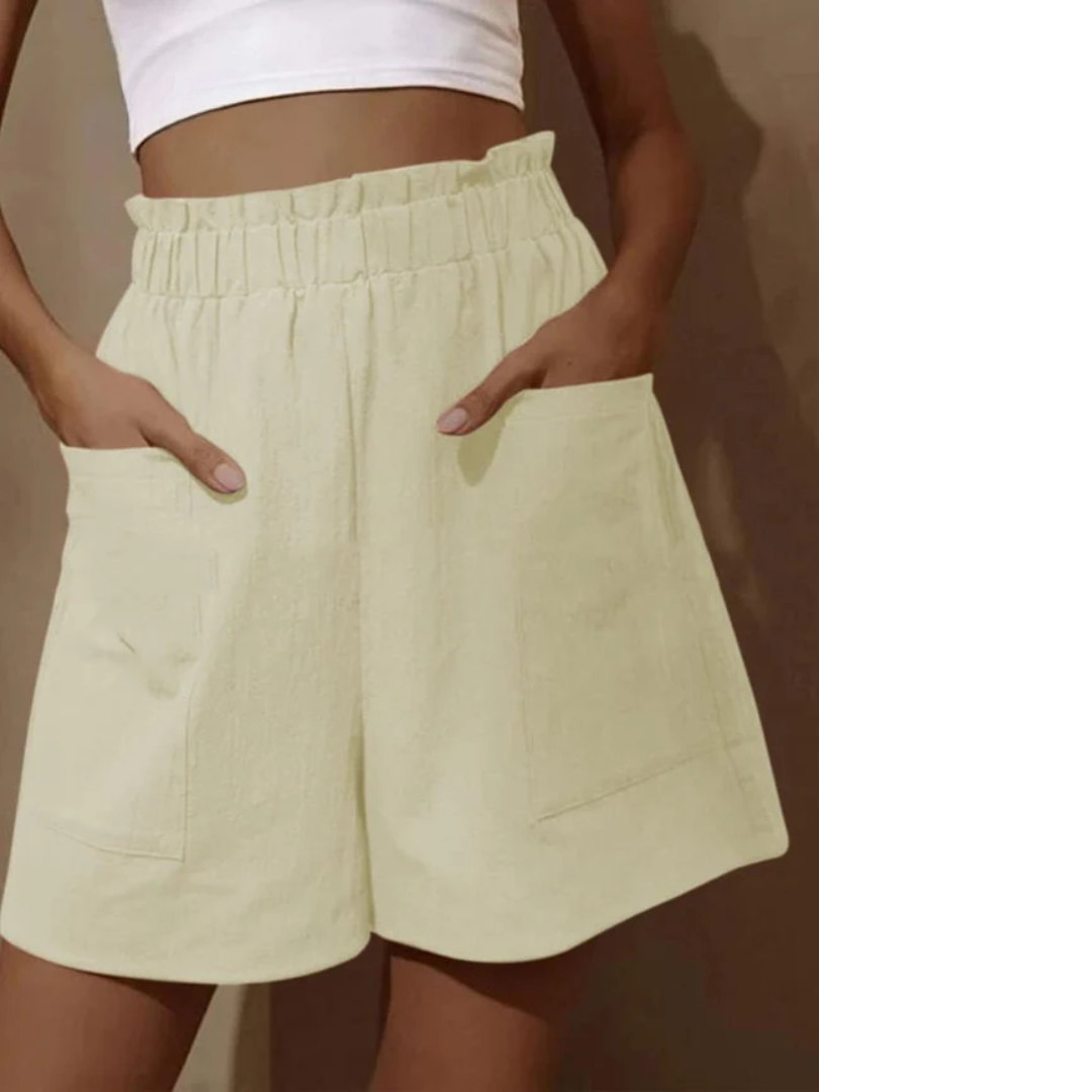 Aila - Shorts i bomull och linne med hög midja