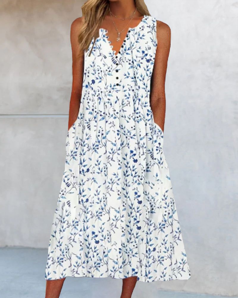 Liora | Blommig Tankklänning Med Knappar