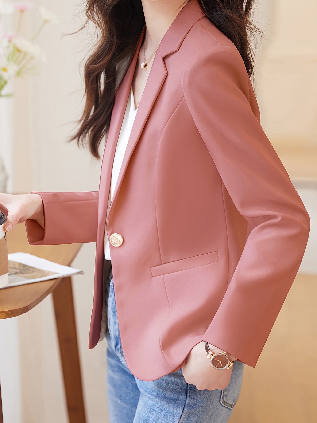 Cecilia | Modernt Enknäppt Krage Blazer