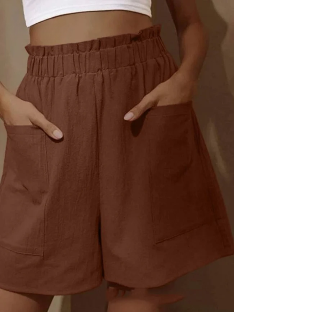 Aila - Shorts i bomull och linne med hög midja