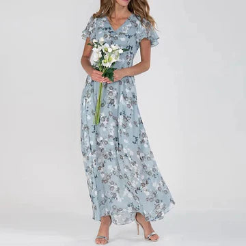 Josephine - Lång sommarklänning med blommigt mönster