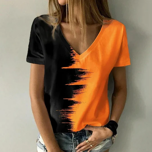 Betty - T-shirt med V-ringning och korta ärma