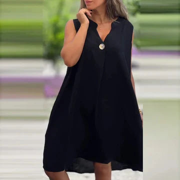 Matilda - Ärmlös midiklänning med V-ringnin