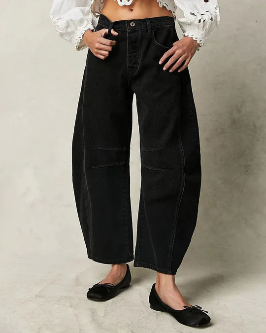 Adeline - Mid Rise Barrel Jeans Dam