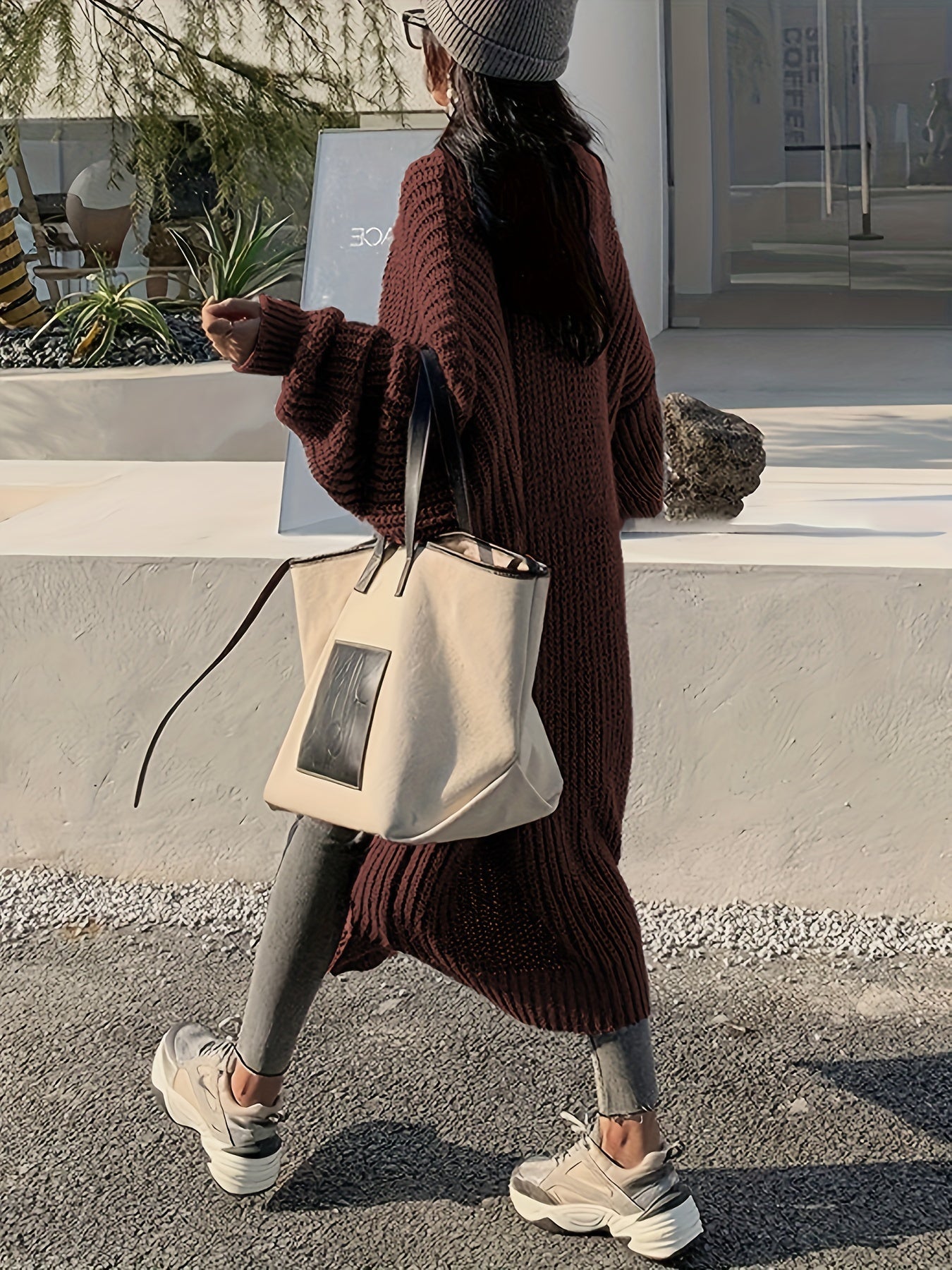 Ceresa | Enfärgad Stickad Kofta med Fickor