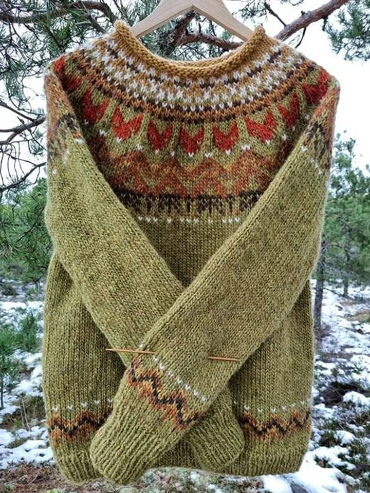 Nova | Handgjord Nordic Sweater med Fair Isle-mönster