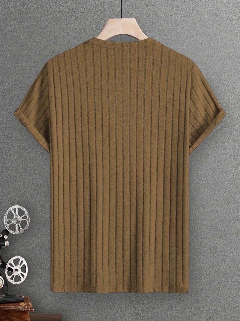 Cherdan | Vikärmad Ribbad Rundhalsad T-shirt