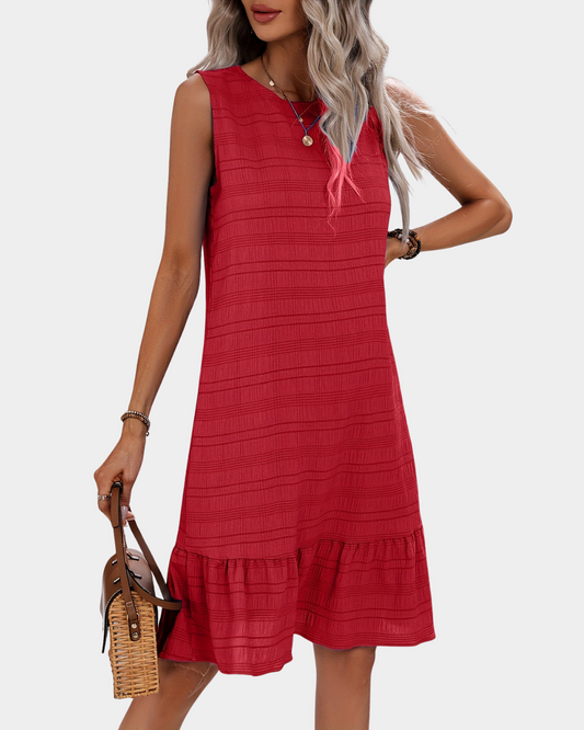 Bodil | Somrig A-Linjeklänning I Rött