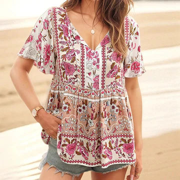 Anastasia - Blus med boho-blommo