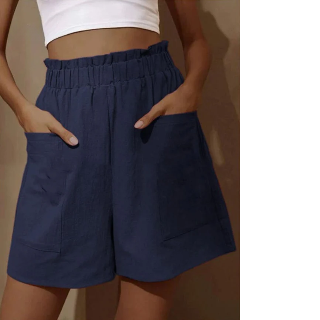 Aila - Shorts i bomull och linne med hög midja
