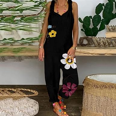 Devin - Rygglös jumpsuit med blommigt tryc