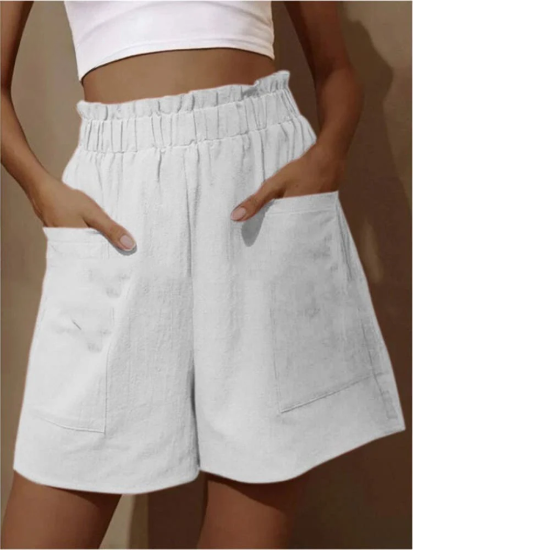 Aila - Shorts i bomull och linne med hög midja