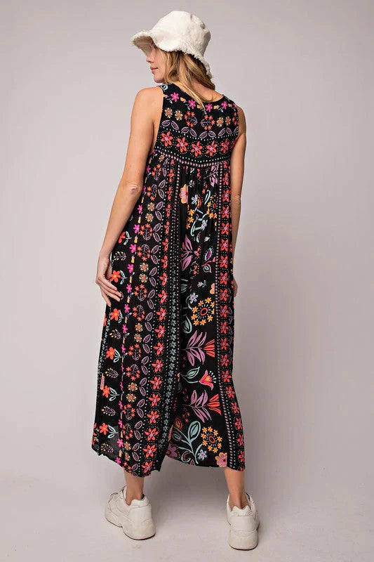 Anika - Jumpsuit med blommigt vintagemönster