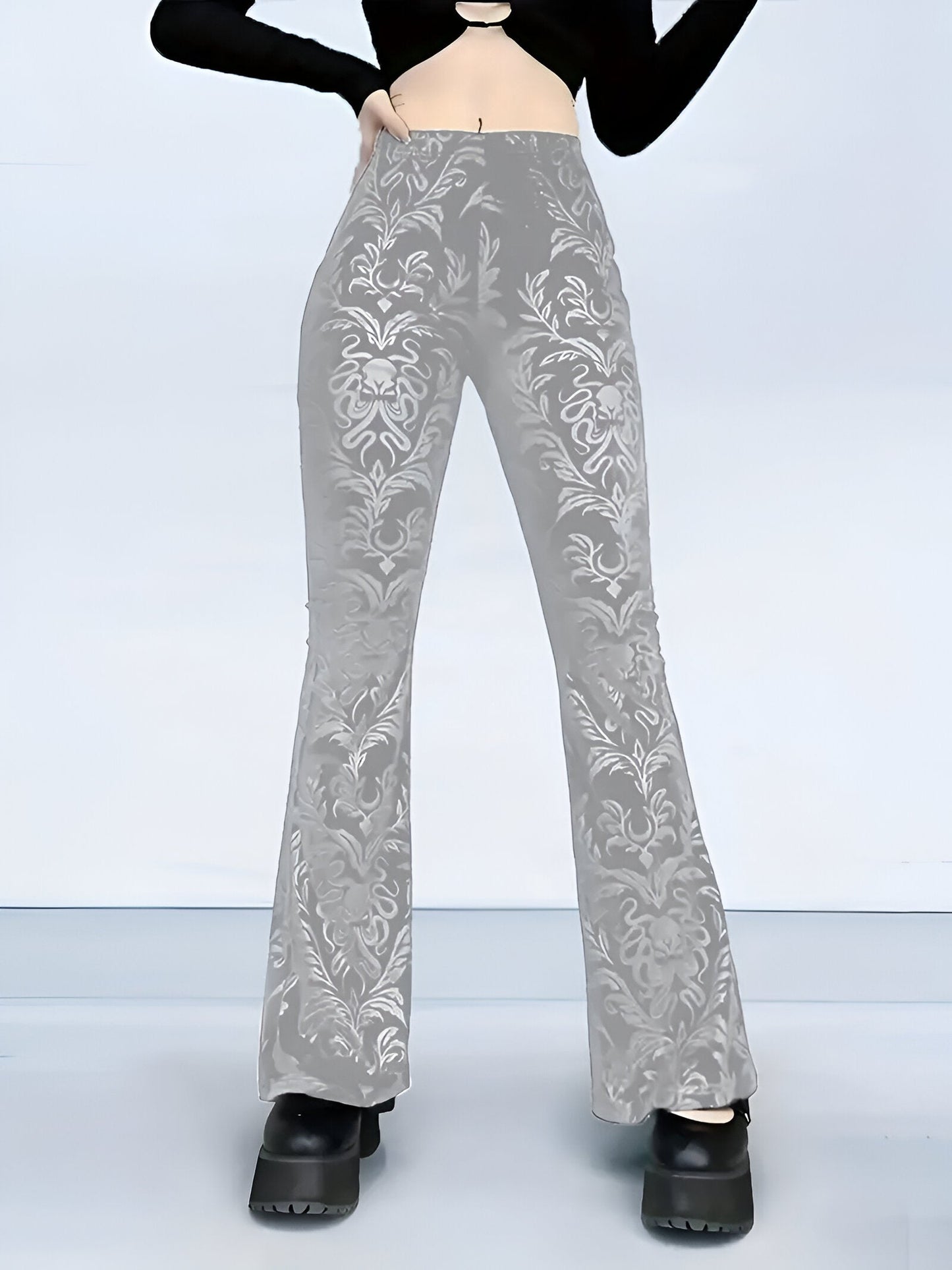 Bianca | Elegant gothisk blommig utsvängd byxa
