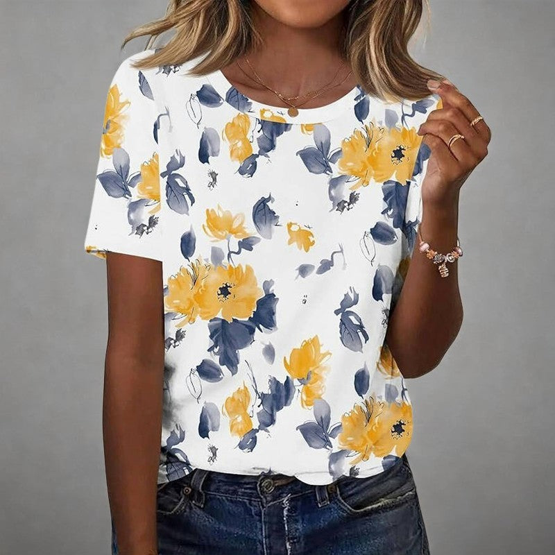 Oskar | Vintage T-Shirt Med Blommigt Tryck