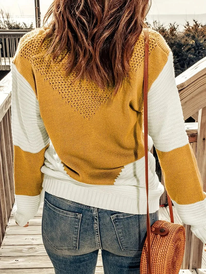 Elin - Pointelle stickad tröja för kvinnor