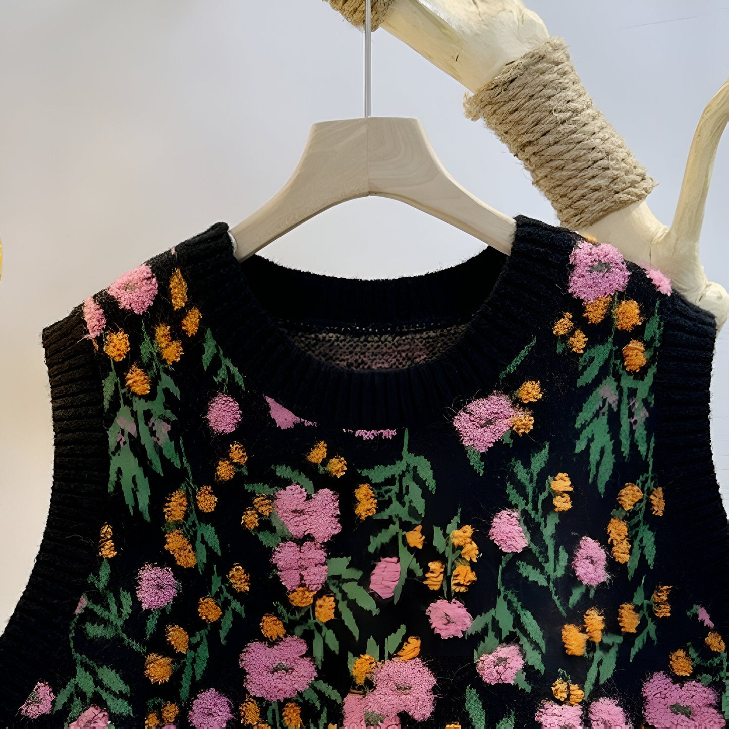 Aiden |Stickad väst i koreansk stil Pink Peach Blossom