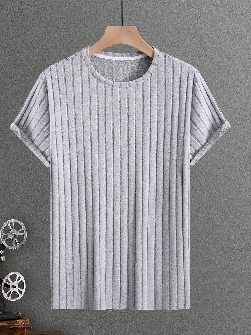 Cherdan | Vikärmad Ribbad Rundhalsad T-shirt