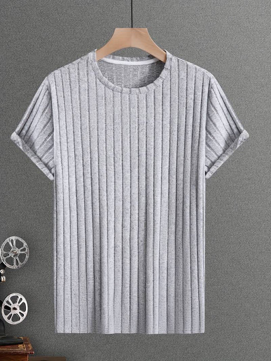 Cherdan | Vikärmad Ribbad Rundhalsad T-shirt