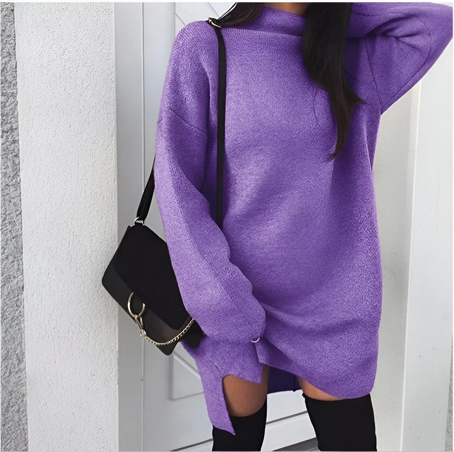 Saskia | 2024 Höstens överdimensionerade turtleneck-klänning