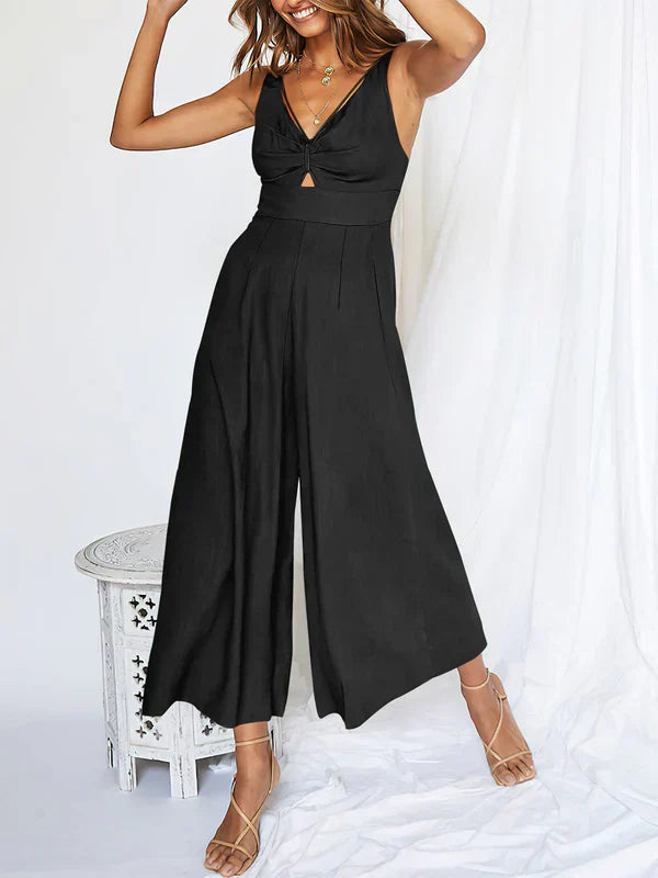 Penelope - Jumpsuit med V-ringning och halsringning