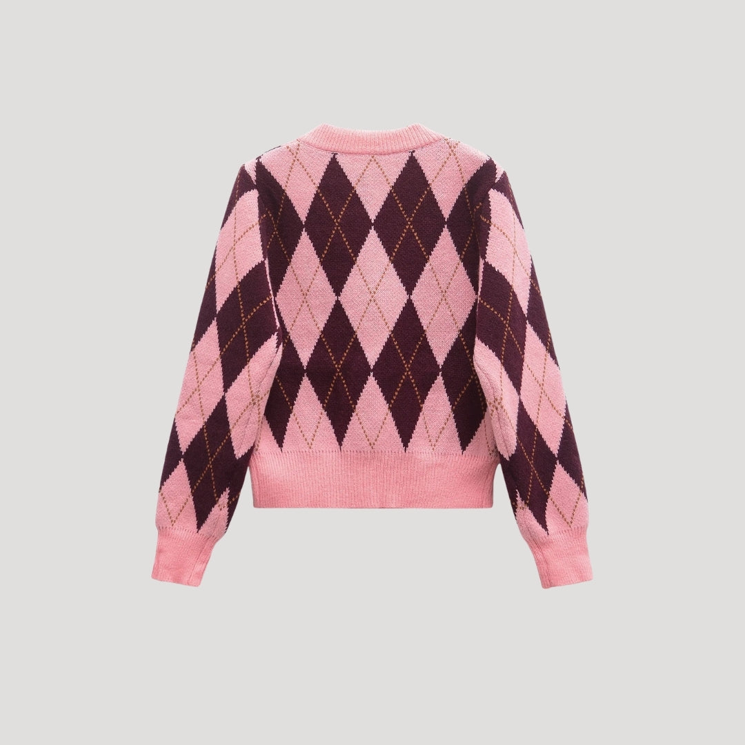Freja | Stickad Argyle Cardigan För Alla Tillfällen