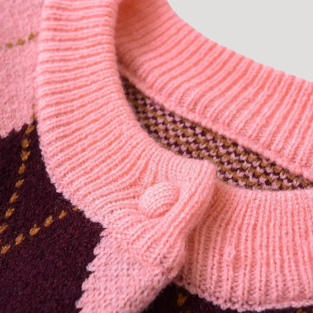 Freja | Stickad Argyle Cardigan För Alla Tillfällen