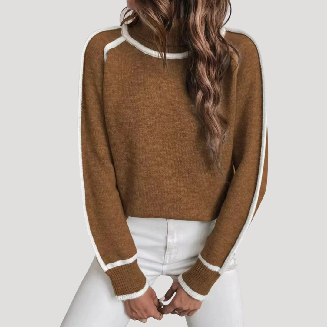 Mila | Stickad Högkrage Vintertröja Mjuk och Varm