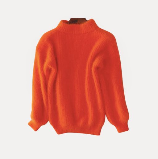 Yibna | Löst stickad enfärgad tröja – vintage angoratröja