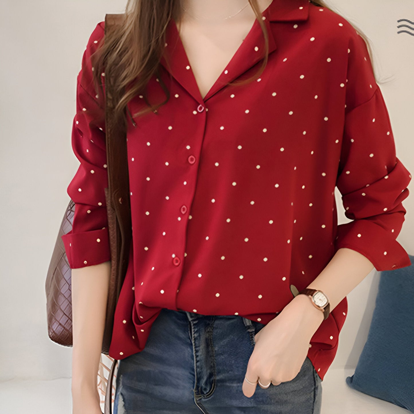 Leandra | Lekfull blus med polkagrisar
