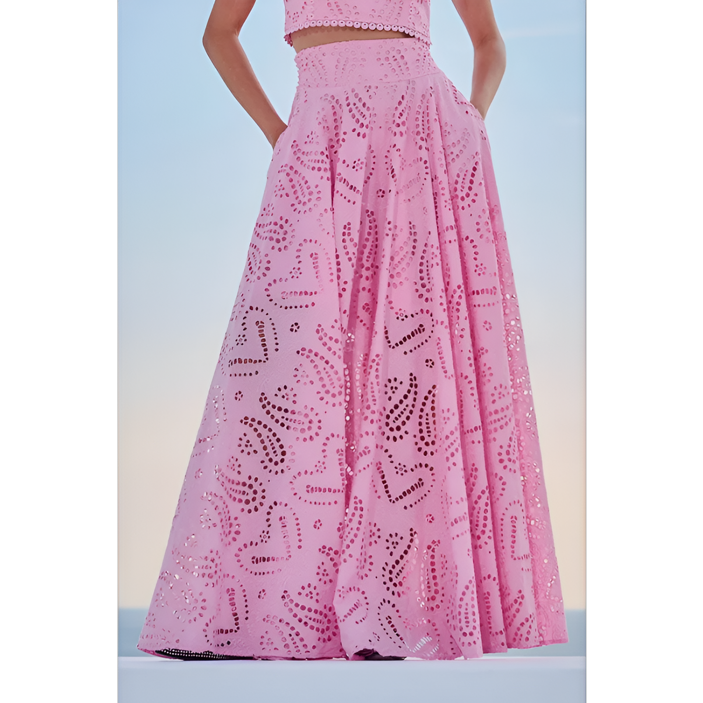 Ranya | Bomull Linne Lång pagodärm Crop Top 2-delat se