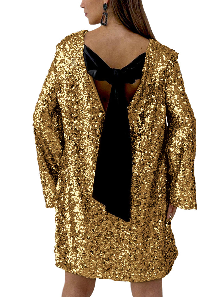 Nora | Elegant paljettklänning med rosett