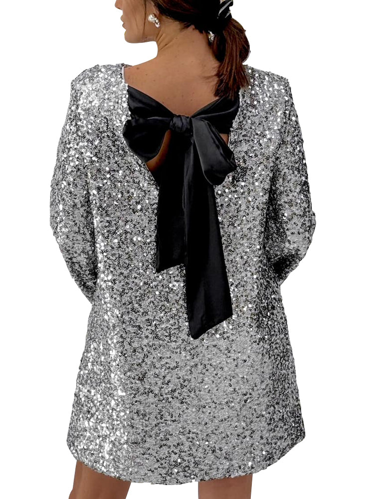 Nora | Elegant paljettklänning med rosett