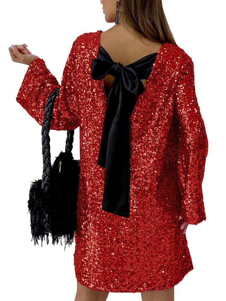 Nora | Elegant paljettklänning med rosett