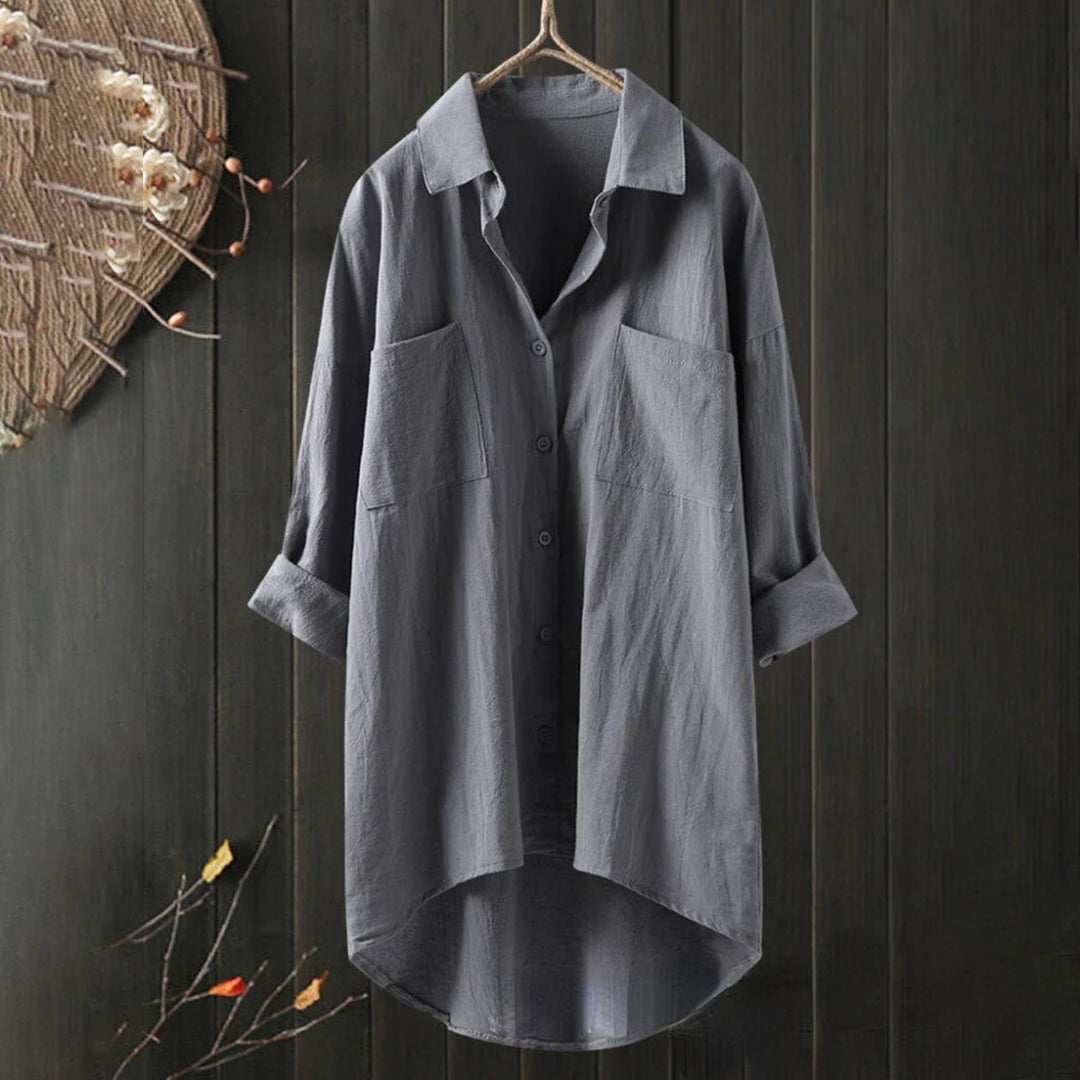 Ingrid | Klassisk Vit Blus med Modern Design