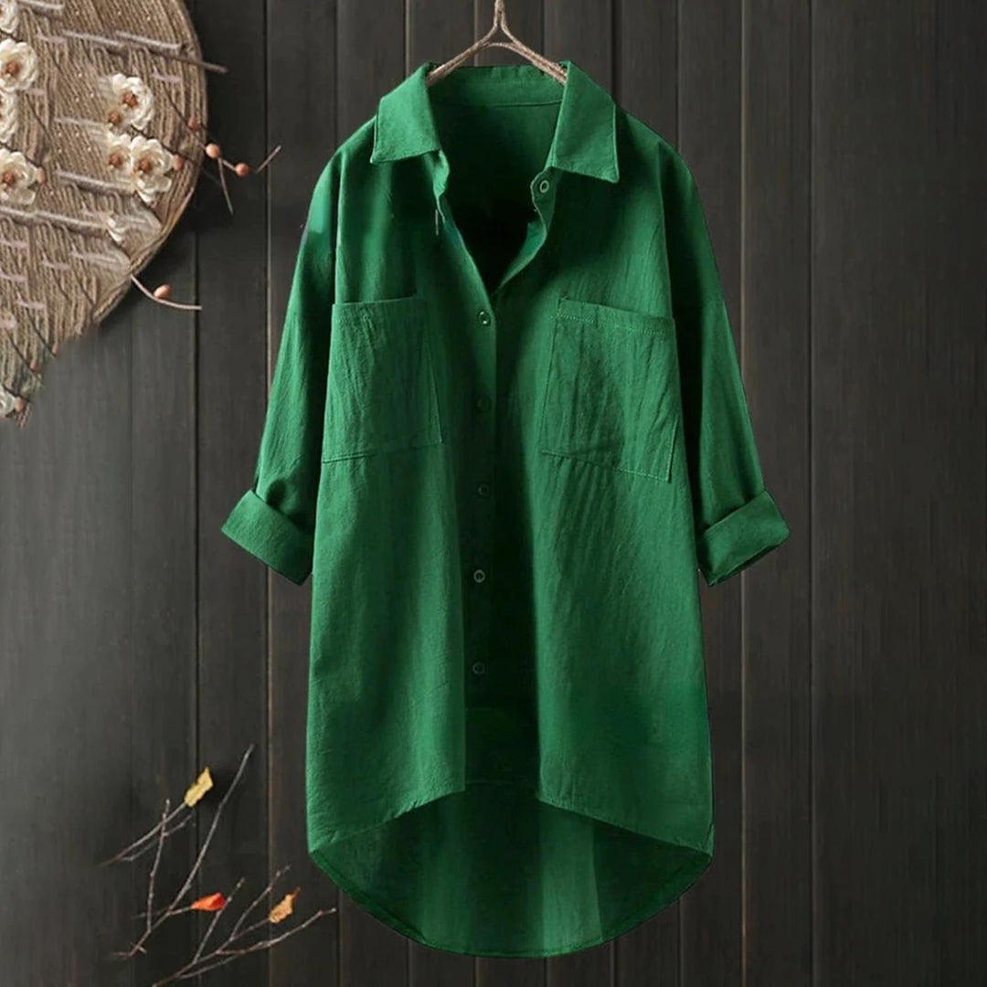 Ingrid | Klassisk Vit Blus med Modern Design