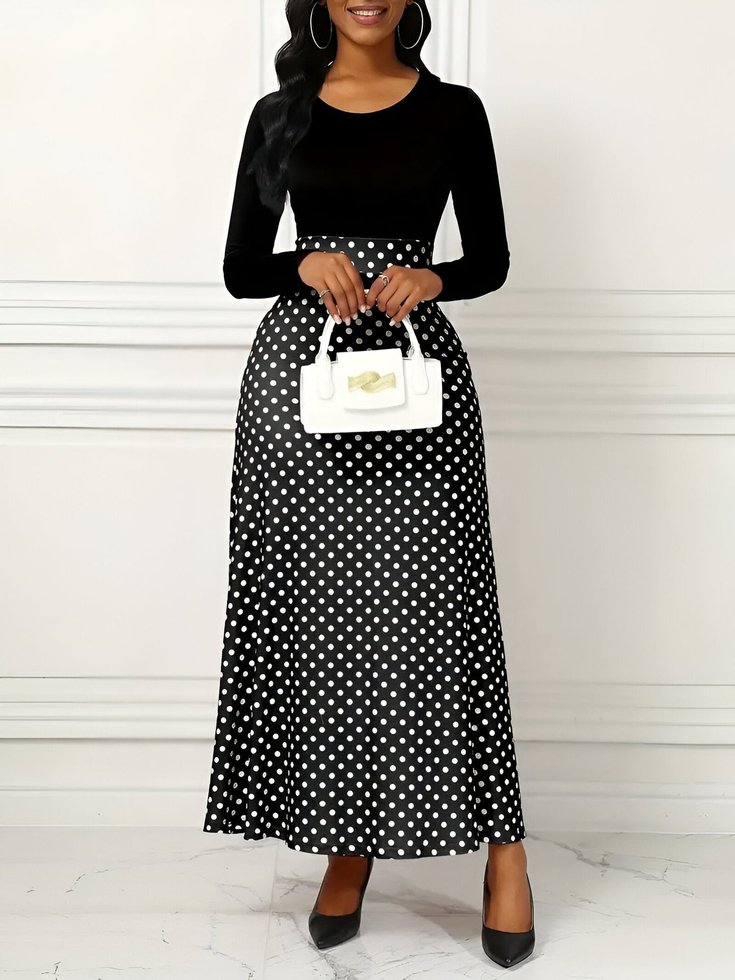 Sabine | Elegant maxiklänning med prickar utan ansträngning