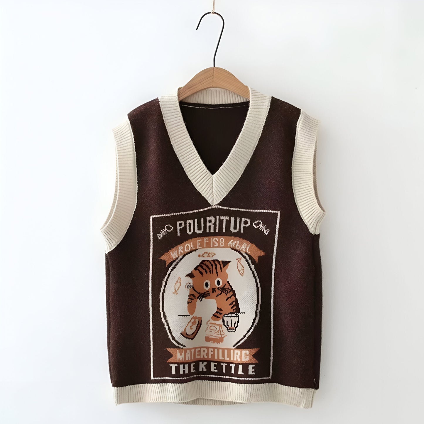 Aiden |Stickad väst i koreansk stil Pink Peach Blossom